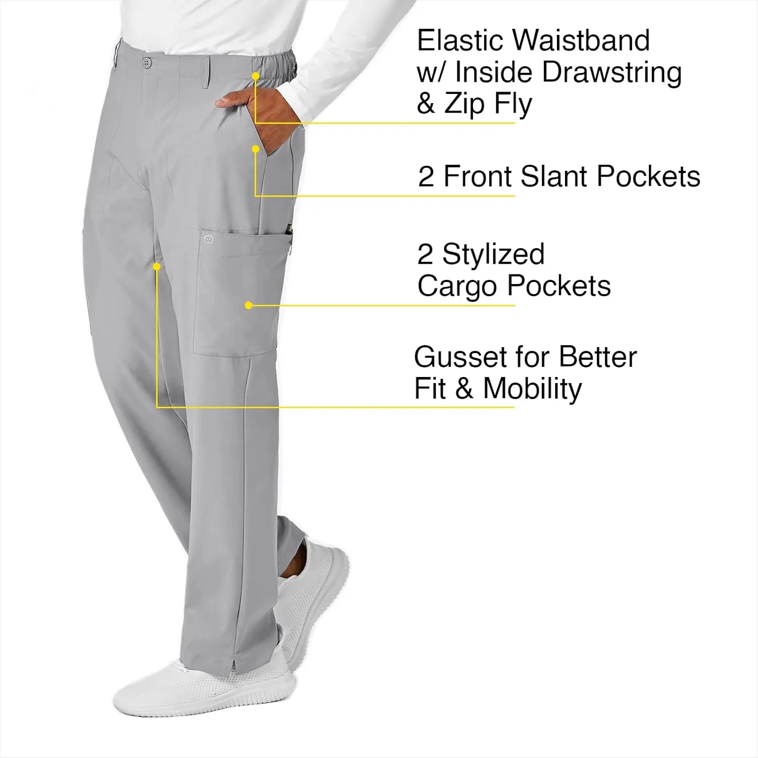 WonderWink Men's Flat Front Cargo Pant