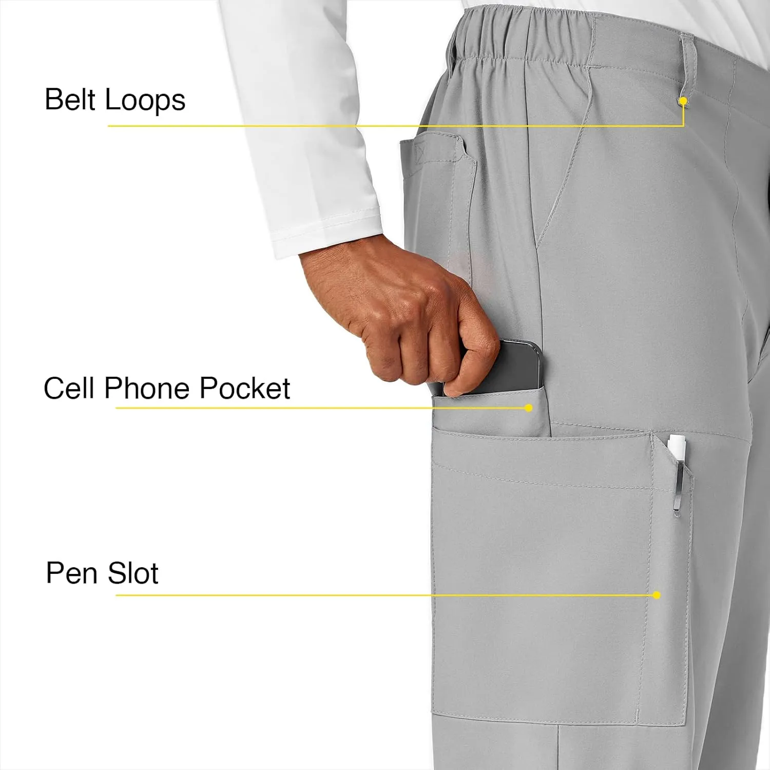 WonderWink Men's Flat Front Cargo Pant