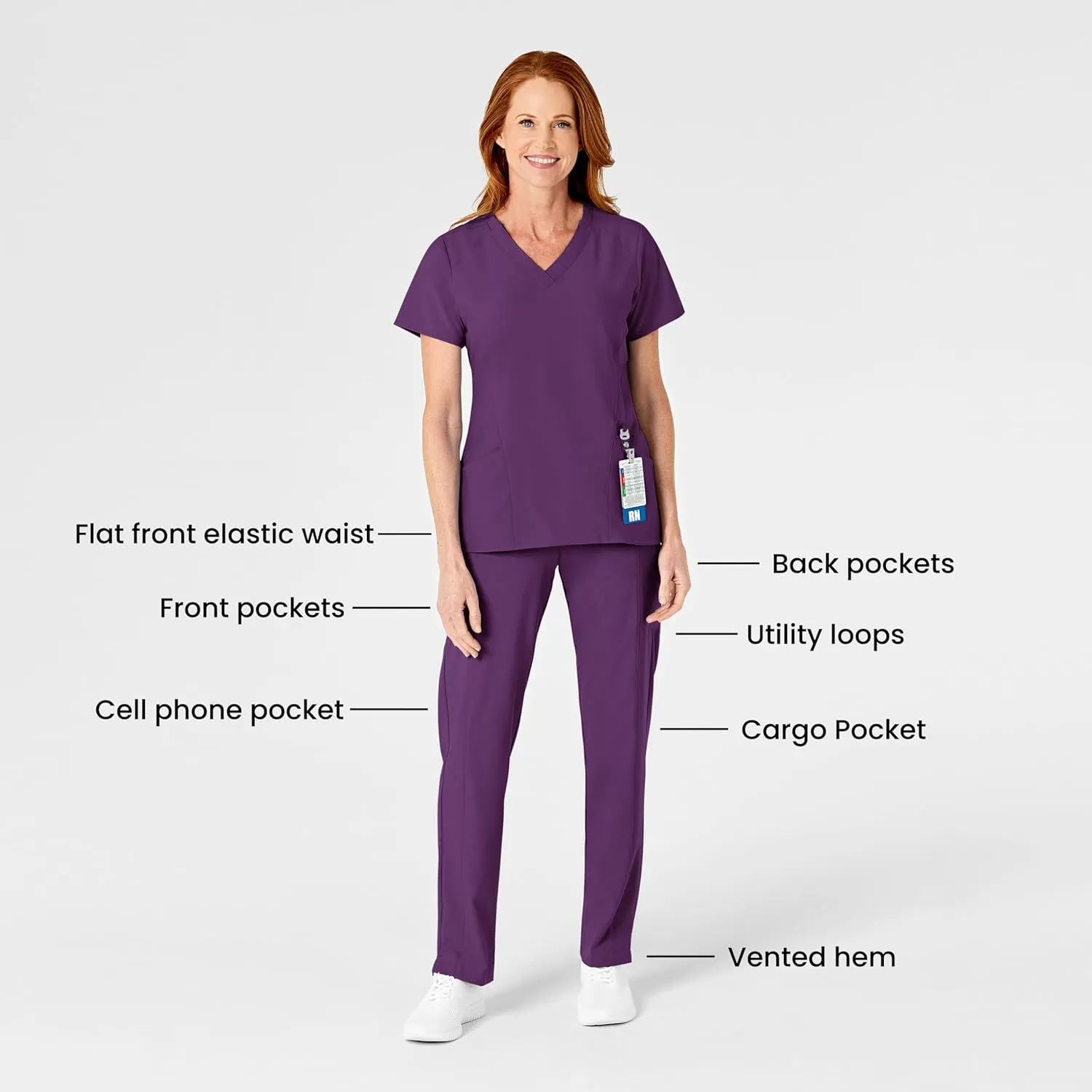 WonderWink W123 Scrubs Women's Flat Front Cargo Pant