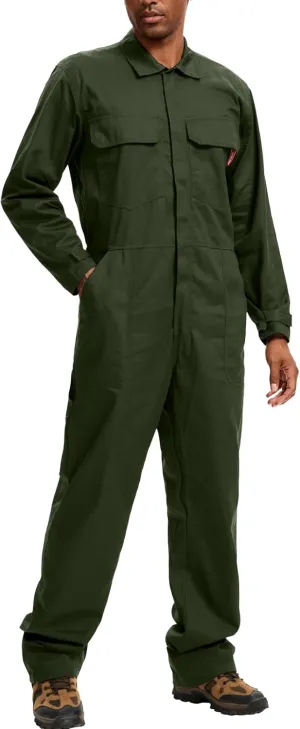 WORK IDEA Men's Coveralls Long Sleeve Cotton Twill Workwear Coverall Relaxed Fit