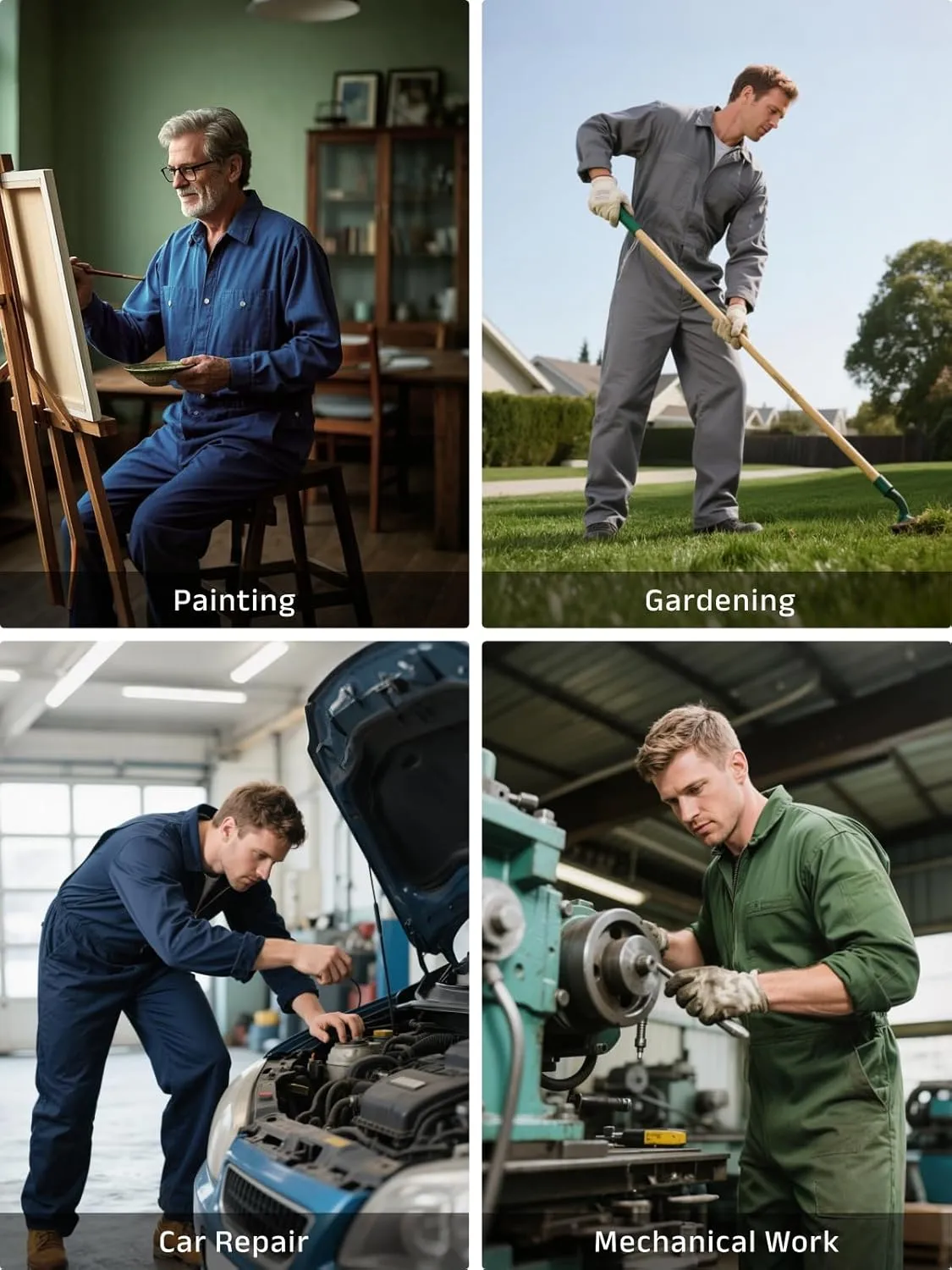 WORK IDEA Men's Coveralls Long Sleeve Cotton Twill Workwear Coverall Relaxed Fit