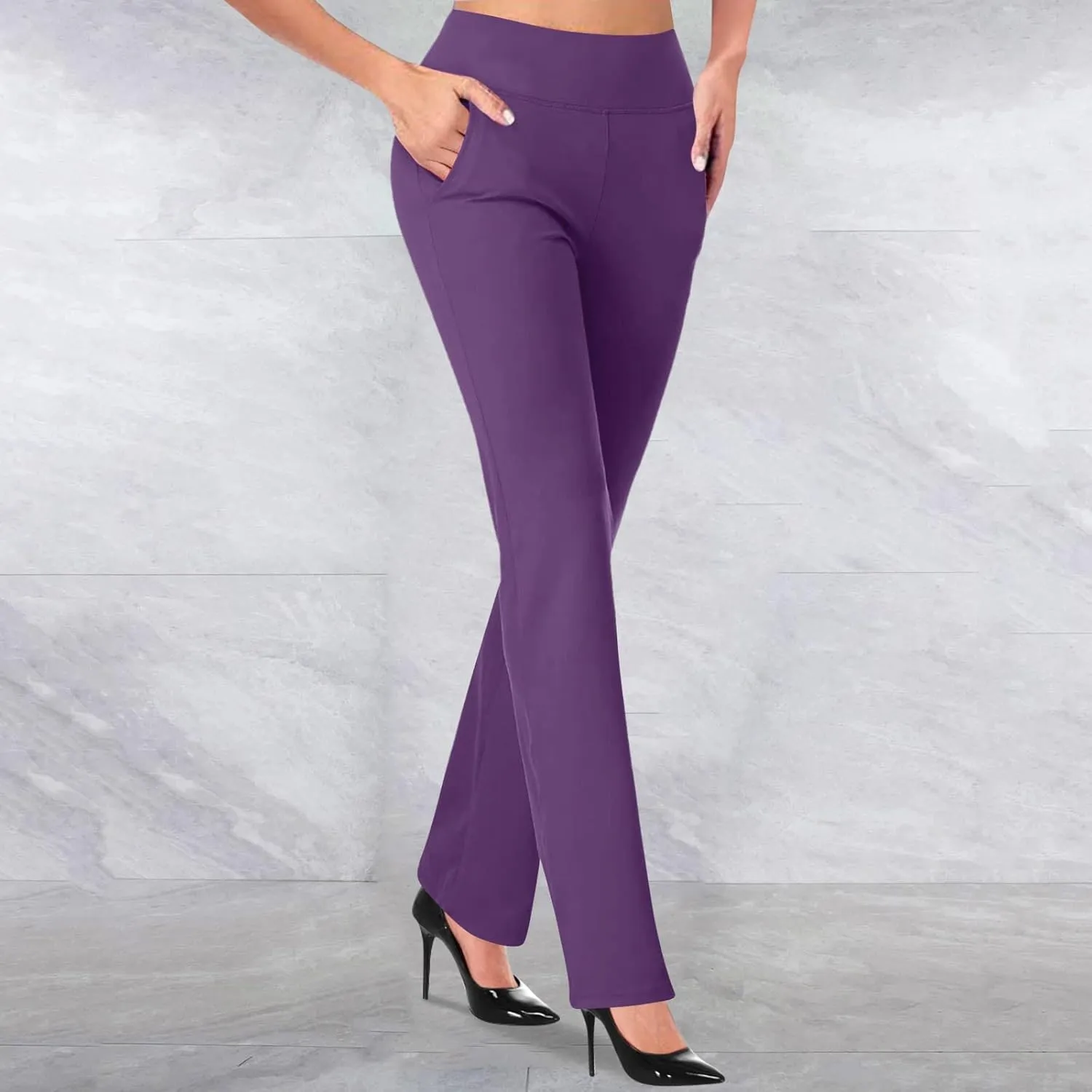 Work Pants Women Long High Waist Business Casual Skinny Slacks Pull On Straight Leg Yoga Trousers Relaxed Fit Pants