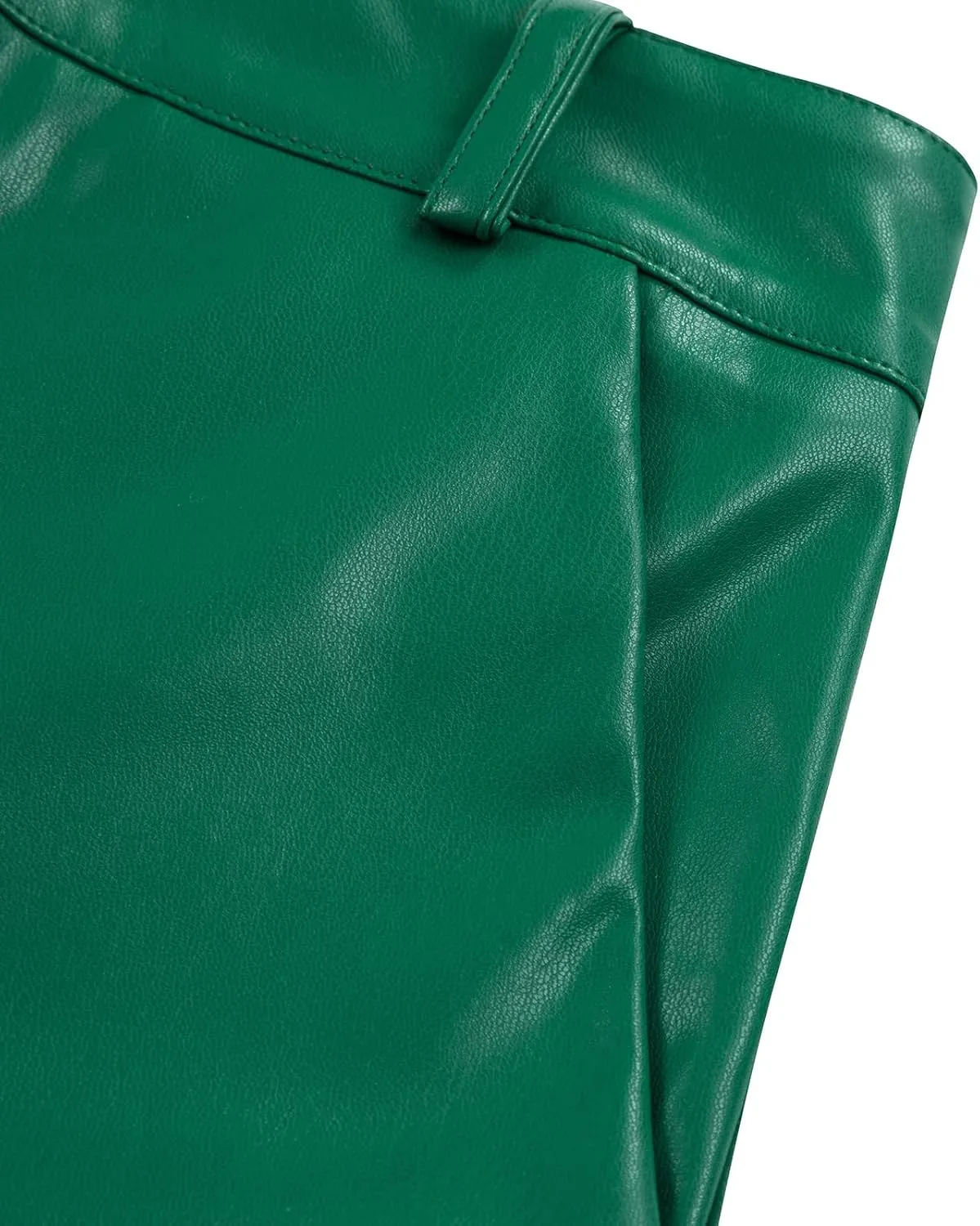Y2K Leather Pants for Women Vintage Faux Leather Pockets Straight Leg Trousers