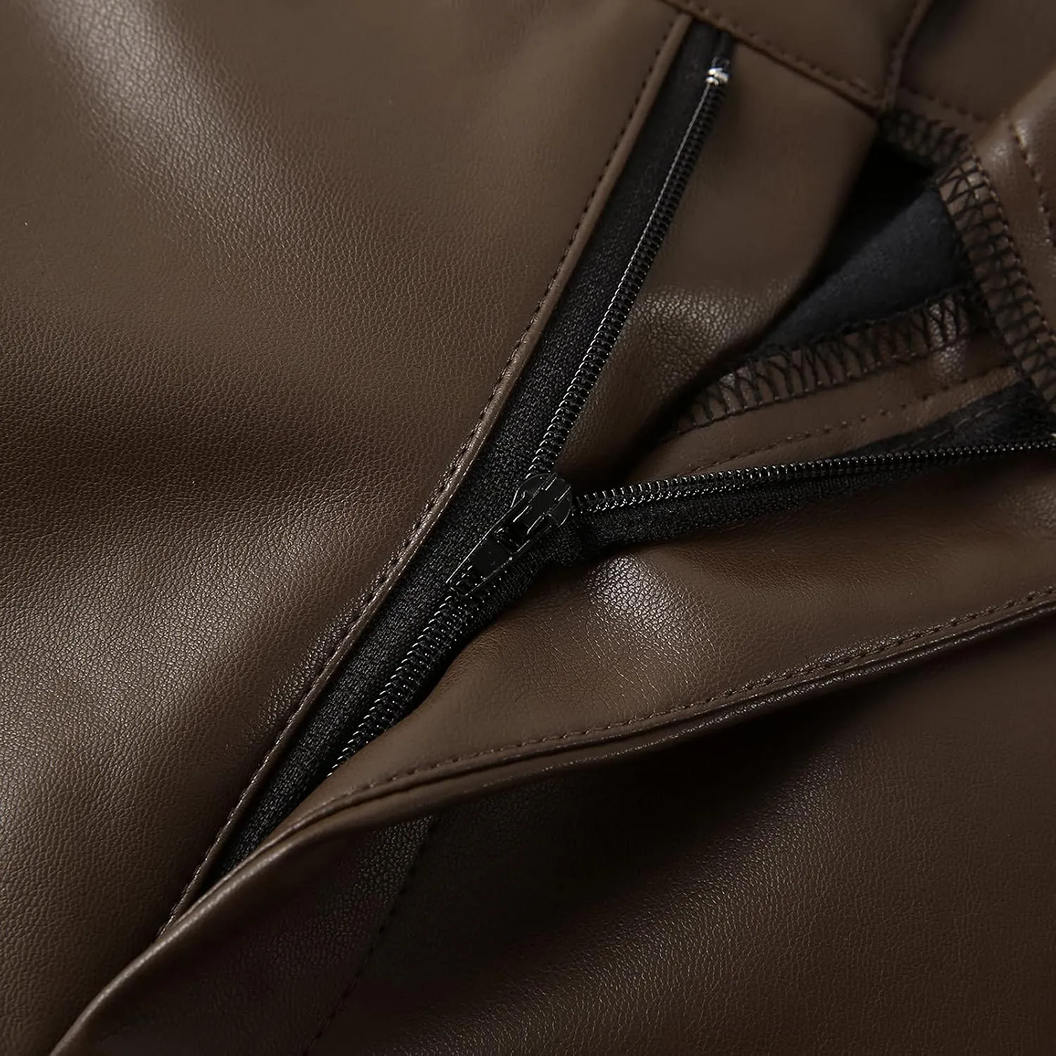 Y2K Leather Pants for Women Vintage Faux Leather Pockets Straight Leg Trousers