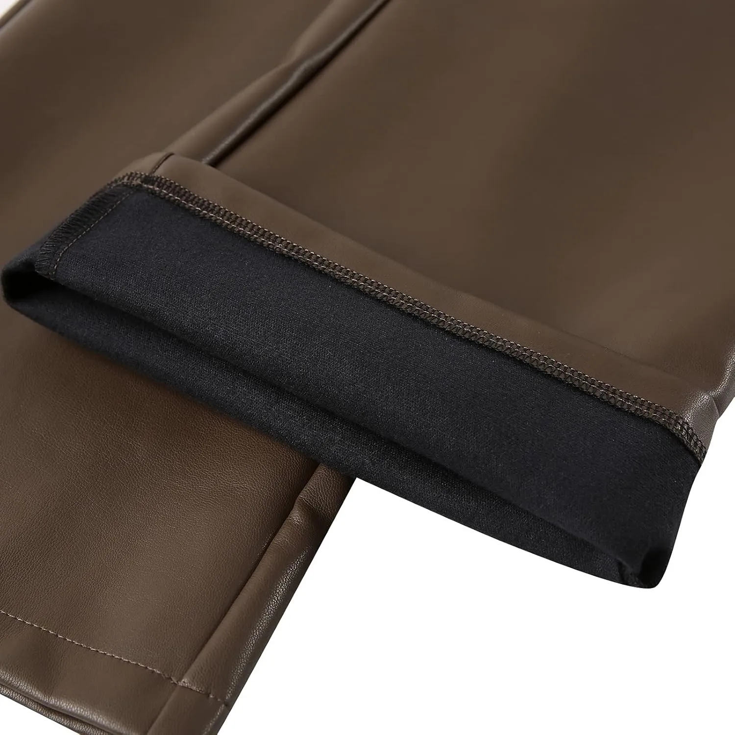 Y2K Leather Pants for Women Vintage Faux Leather Pockets Straight Leg Trousers