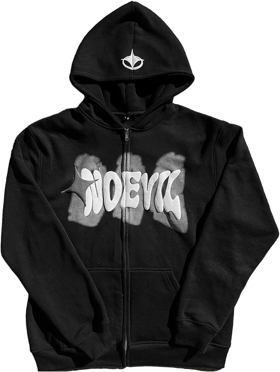 Y2K Zip Up Hoodie for Men Women Star Graphic Letter Print Long Sleeve Sweatshirt Aesthetic Oversized Harajuku Jacket