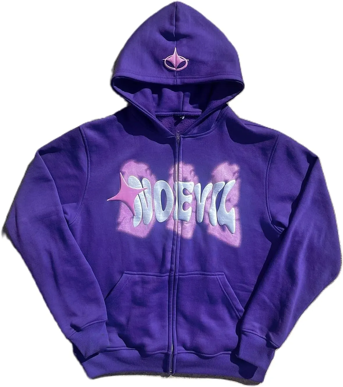 Y2K Zip Up Hoodie for Men Women Star Graphic Letter Print Long Sleeve Sweatshirt Aesthetic Oversized Harajuku Jacket