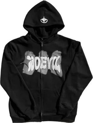 Y2K Zip Up Hoodie for Men Women Star Graphic Letter Print Long Sleeve Sweatshirt Aesthetic Oversized Harajuku Jacket