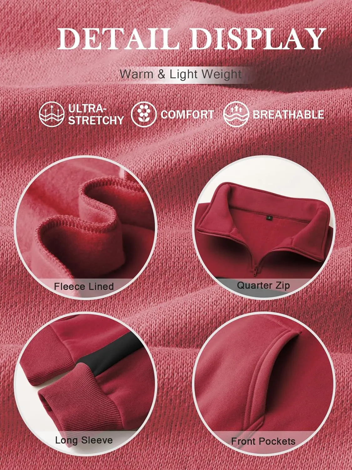 YATHON Womens Casual Quarter Zip Sweatshirt Color Block Fleece Fall Winter Outfits Pullover Sweater Clothes with Pockets