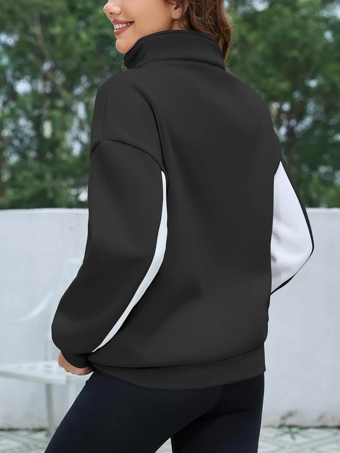 YATHON Womens Casual Quarter Zip Sweatshirt Color Block Fleece Fall Winter Outfits Pullover Sweater Clothes with Pockets