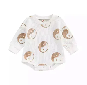 Ying Yang Waffle Romper - Camel
