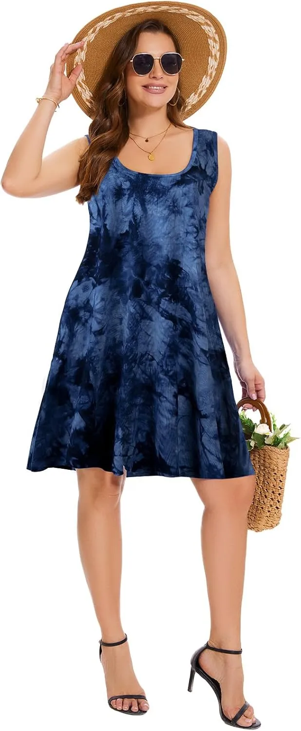 ZENNILO Plus Size Tshirt Dress for Women Casual Summer Dresses Crew Neck Beach Cover Up Sundress with Pockets