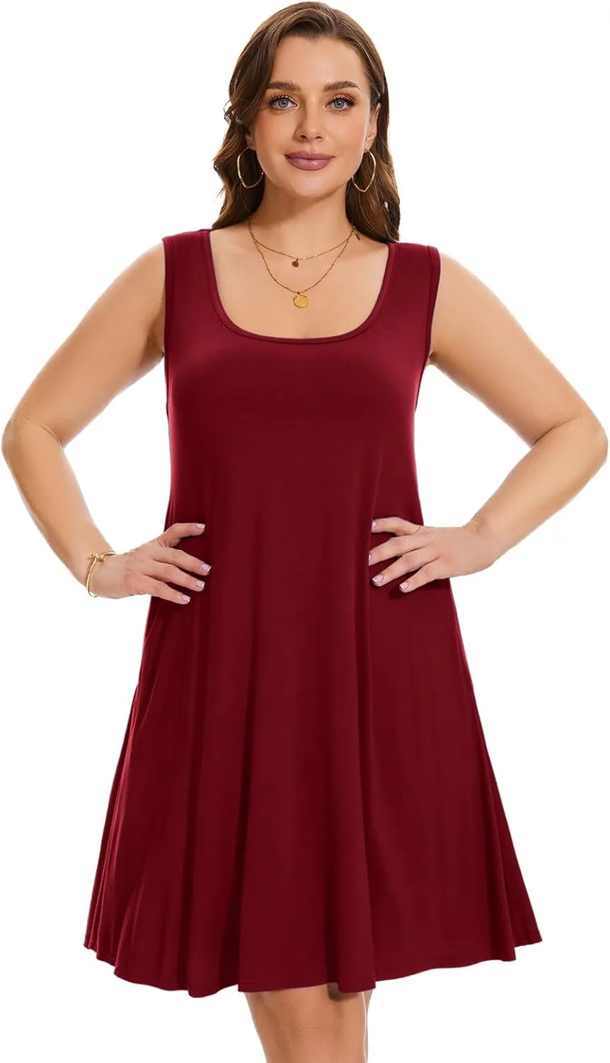 ZENNILO Plus Size Tshirt Dress for Women Casual Summer Dresses Crew Neck Beach Cover Up Sundress with Pockets