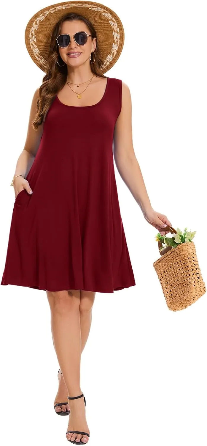 ZENNILO Plus Size Tshirt Dress for Women Casual Summer Dresses Crew Neck Beach Cover Up Sundress with Pockets