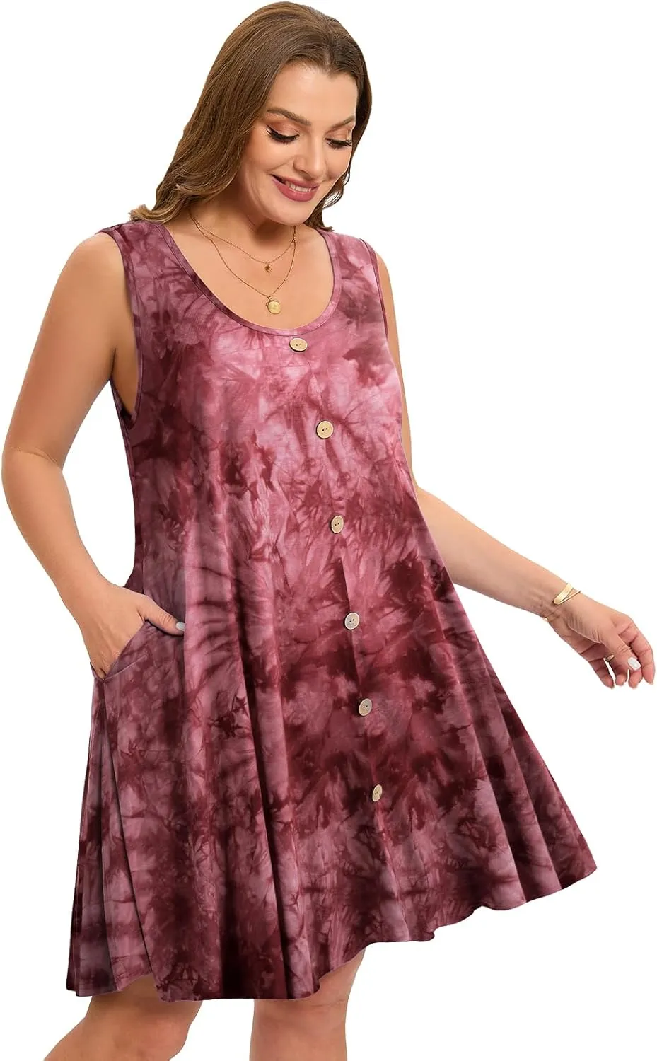 ZENNILO Women's Casual Dresses Tshirt Dresses Plus Size Summer Dresses V Neck Beach Cover Up Sundress with Pockets
