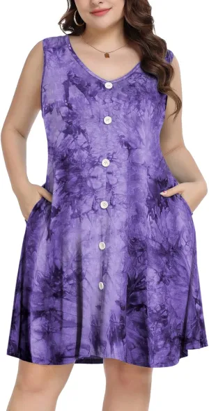 ZENNILO Women's Casual Dresses Tshirt Dresses Plus Size Summer Dresses V Neck Beach Cover Up Sundress with Pockets