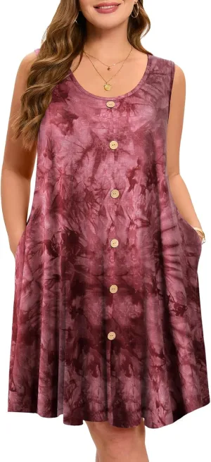 ZENNILO Women's Casual Dresses Tshirt Dresses Plus Size Summer Dresses V Neck Beach Cover Up Sundress with Pockets