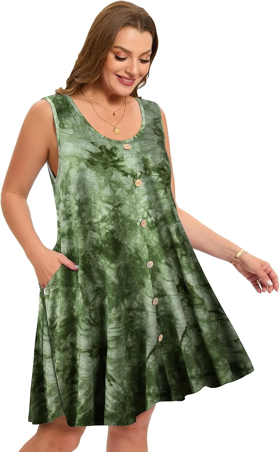 ZENNILO Women's Casual Dresses Tshirt Dresses Plus Size Summer Dresses V Neck Beach Cover Up Sundress with Pockets