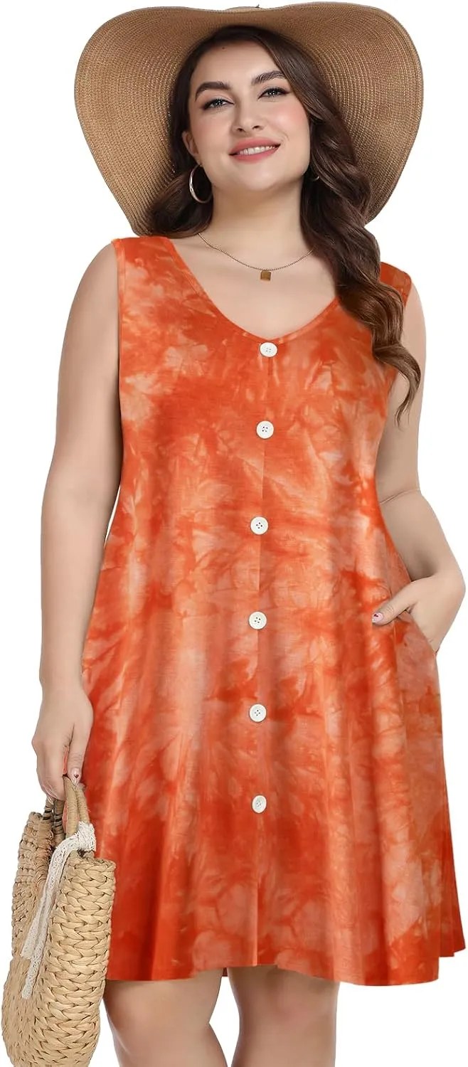 ZENNILO Women's Casual Dresses Tshirt Dresses Plus Size Summer Dresses V Neck Beach Cover Up Sundress with Pockets