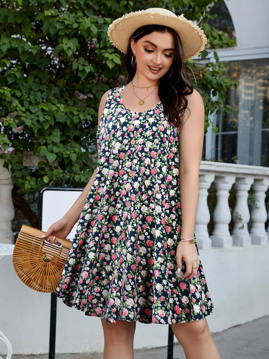 ZENNILO Women's Casual Dresses Tshirt Dresses Plus Size Summer Dresses V Neck Beach Cover Up Sundress with Pockets