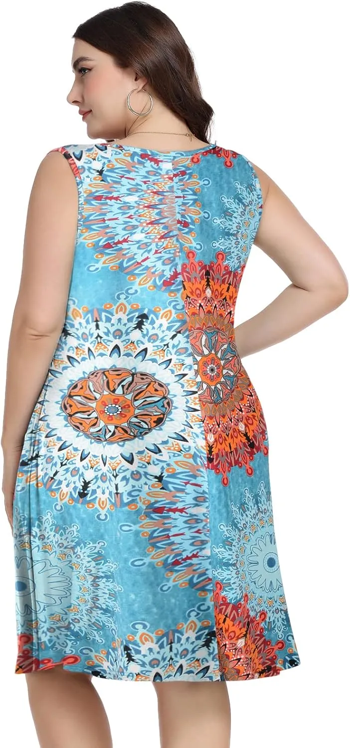ZENNILO Women's Casual Dresses Tshirt Dresses Plus Size Summer Dresses V Neck Beach Cover Up Sundress with Pockets