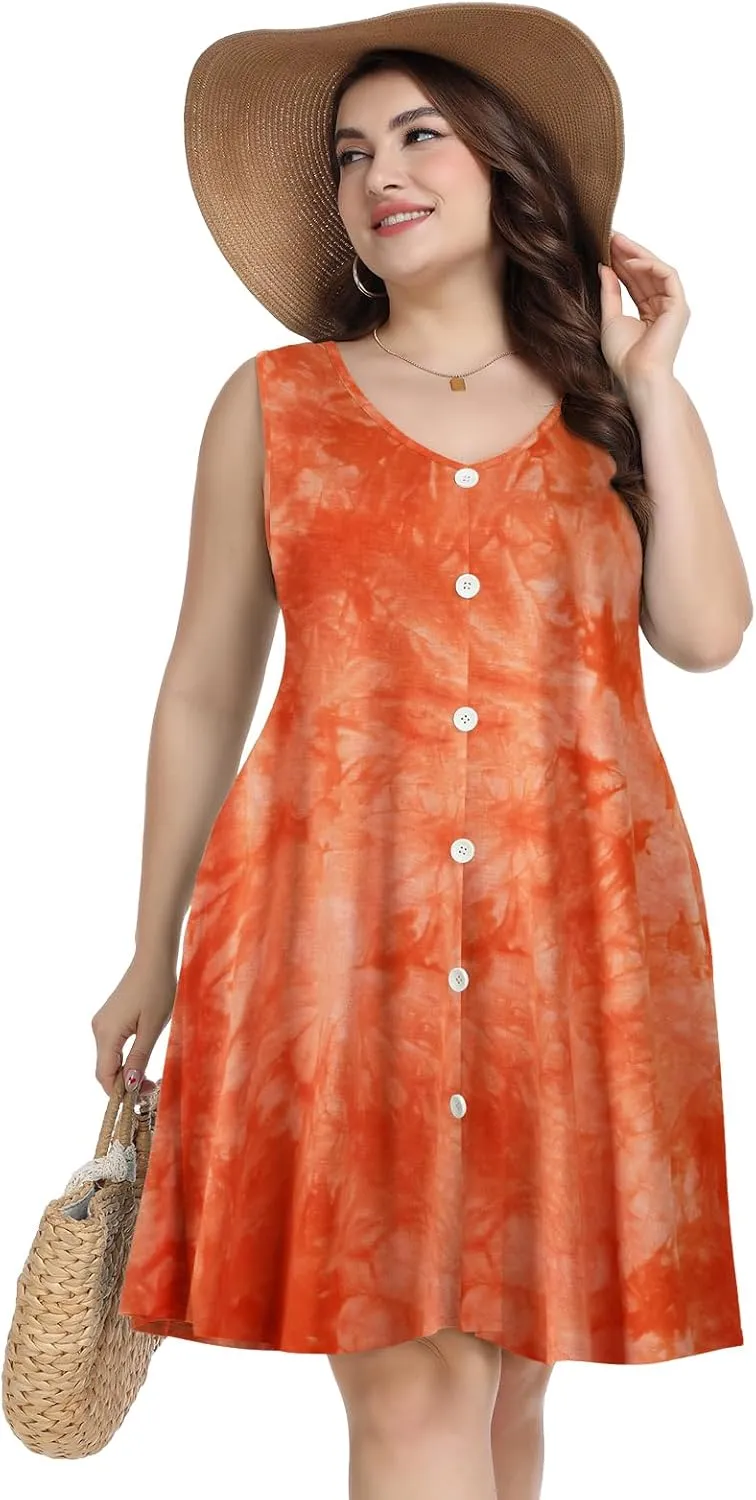 ZENNILO Women's Casual Dresses Tshirt Dresses Plus Size Summer Dresses V Neck Beach Cover Up Sundress with Pockets