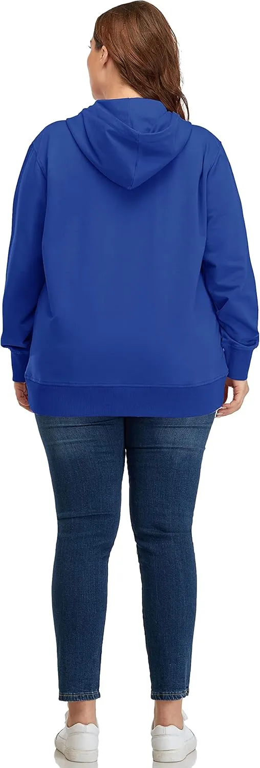 ZERDOCEAN Women's Plus Size Full Zip-Up Hoodie Jacket Cotton Sweatshirt