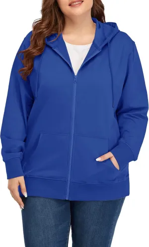 ZERDOCEAN Women's Plus Size Full Zip-Up Hoodie Jacket Cotton Sweatshirt