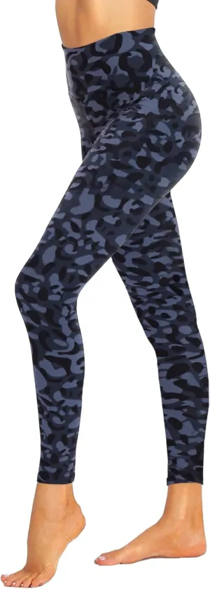 ZOOSIXX High Waisted Leggings for Women - Tummy Control Soft Opaque Printed Pants with Camo, Leopard for Workout Skating